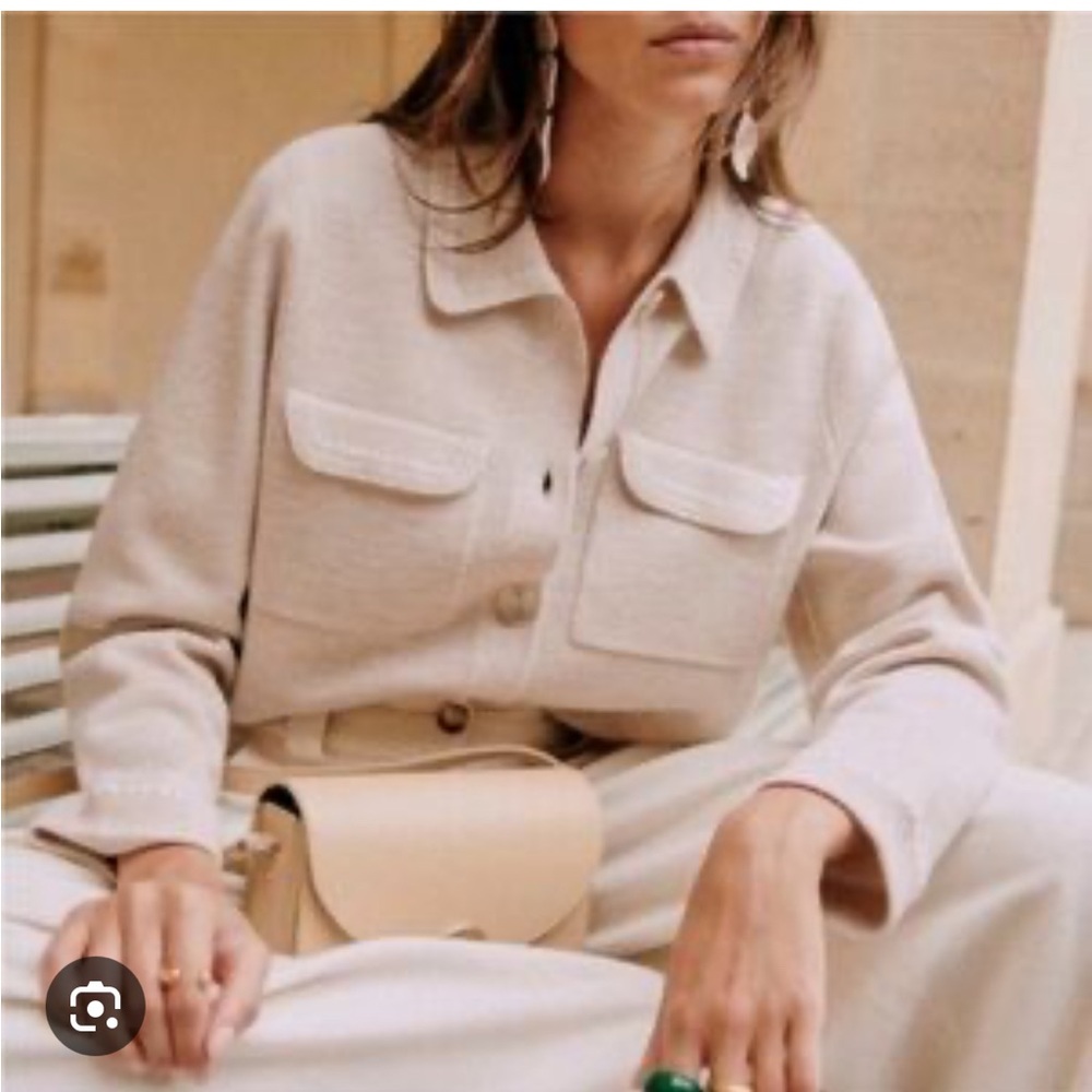 Sezane Betty Cardigan in Beige with crochet details - Picture 2 of 7